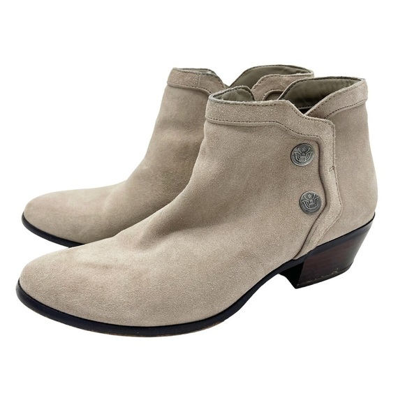 Sam Edelman Womens Pacer Light Gray Suede Leather Ankle Booties Size 8.5 - Picture 1 of 12